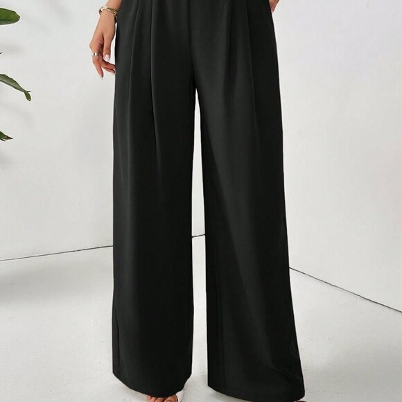 Black Casual Women's Solid Color Daily Basic Pants - Picture 5 of 6